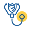 a stethoscope with a check-marked shield