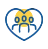 a heart with three people inside